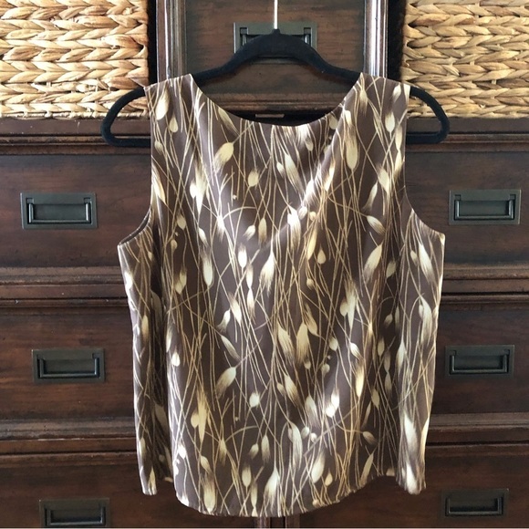 Vintage Rena Rowan brown wheat print blouse in size  12 - Picture 2 of 6